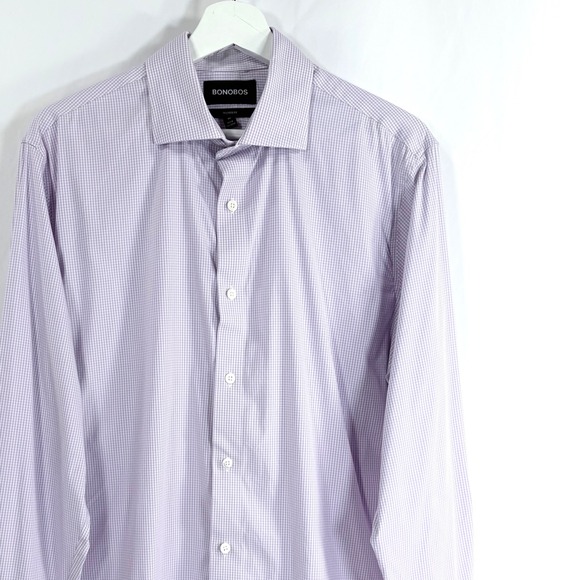 Bonobos Other - Bonobos Mens Tailored Fit Dress Shirt 16.5 34 Lavender Gingham Micro Check